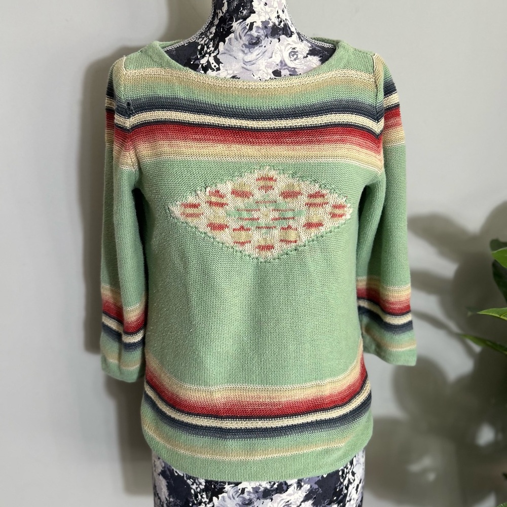 Ralph Lauren Green Sweater with Multicolor Accents